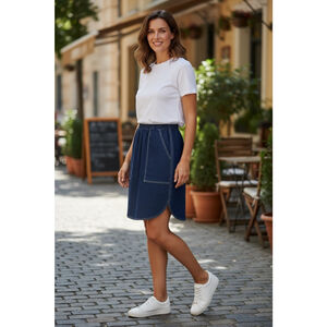 ANNE KLEIN JEANS Blue Denim Skirt Size 10 with White Stitching